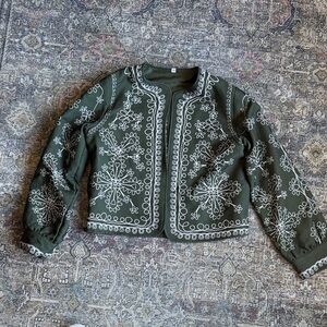 Green printed jacket